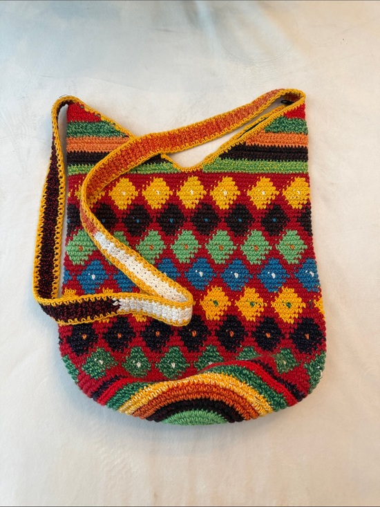 Handbags - Large Handmade Multicolor Crochet Crossbody Bag